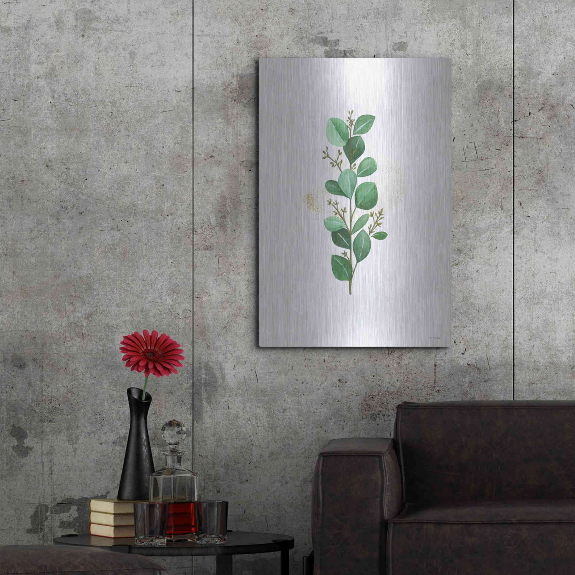 Luxe Metal Art 'Eucalyptus II' by Seven Trees Design, Metal Wall Art,24x36
