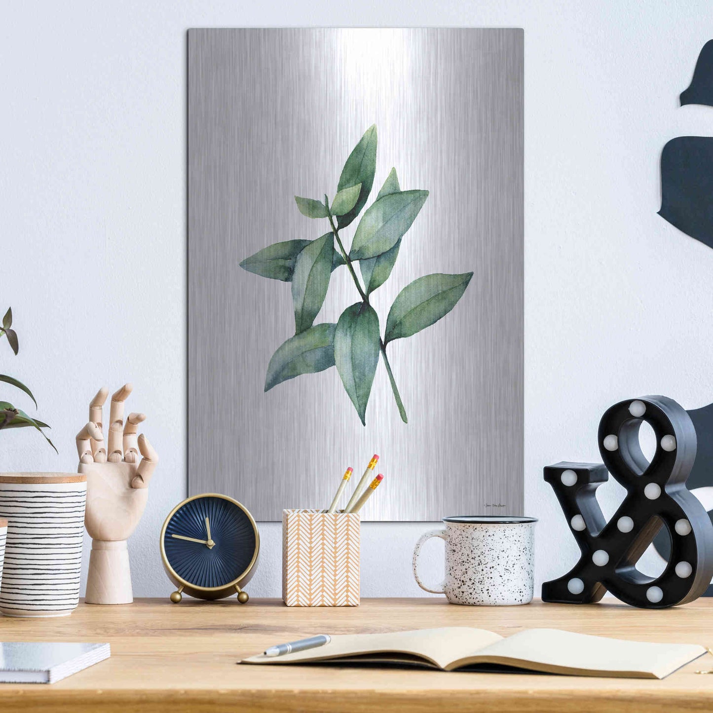 Luxe Metal Art 'Eucalyptus IV' by Seven Trees Design, Metal Wall Art,12x16