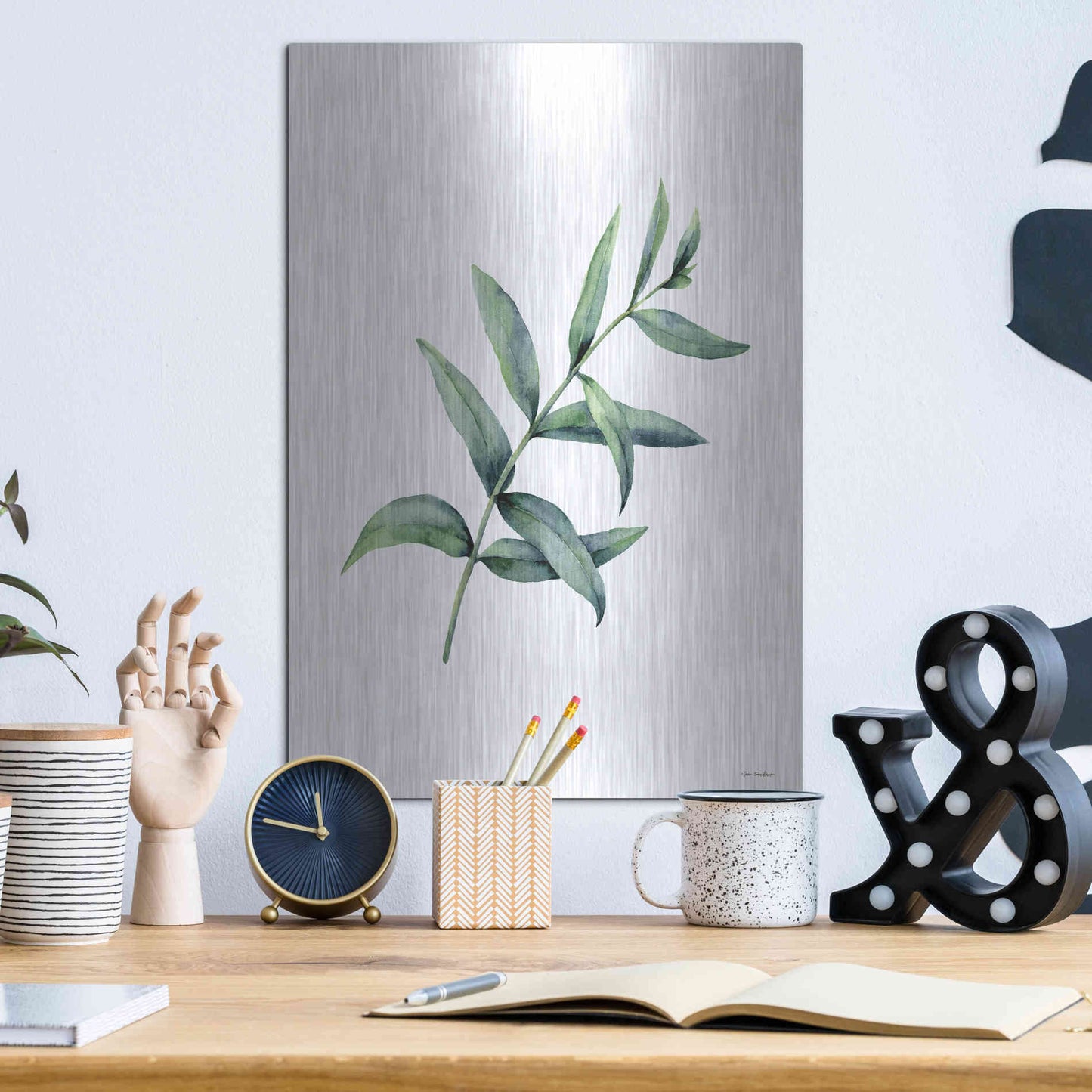 Luxe Metal Art 'Eucalyptus V' by Seven Trees Design, Metal Wall Art,12x16