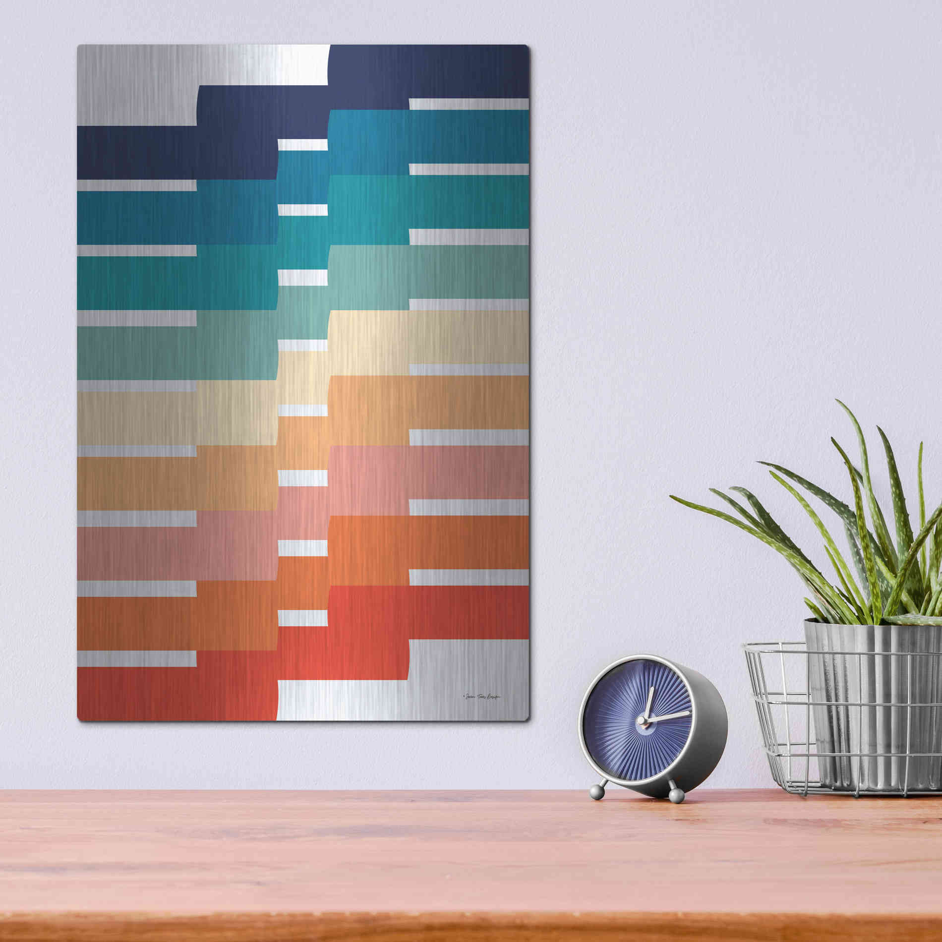 Luxe Metal Art 'Modern Geometry I' by Seven Trees Design, Metal Wall Art,12x16