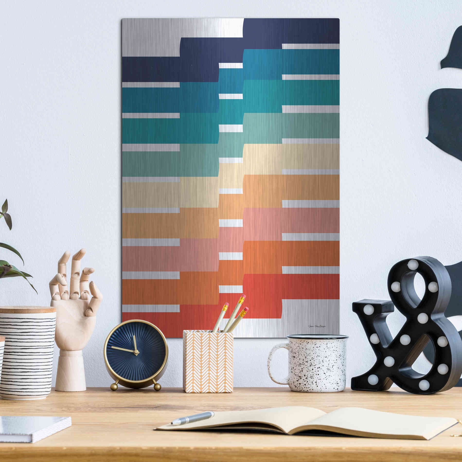 Luxe Metal Art 'Modern Geometry I' by Seven Trees Design, Metal Wall Art,12x16