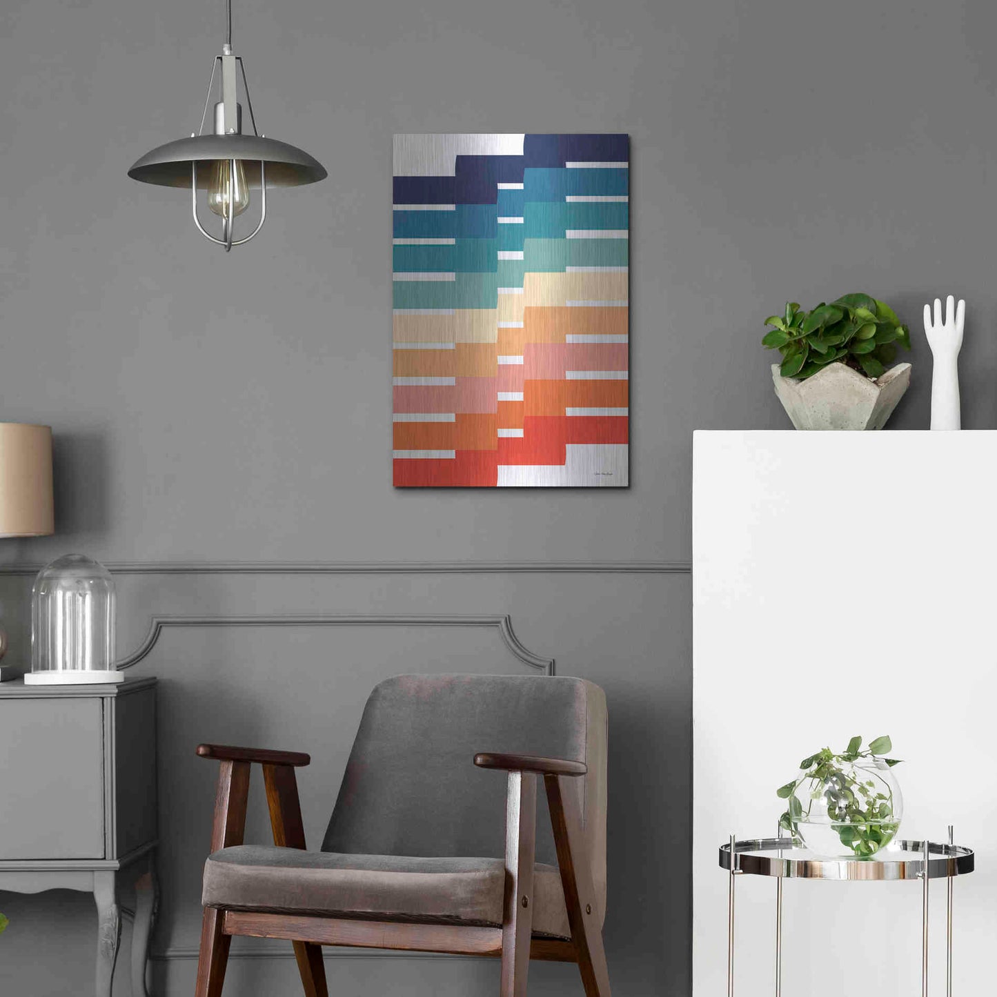 Luxe Metal Art 'Modern Geometry I' by Seven Trees Design, Metal Wall Art,16x24