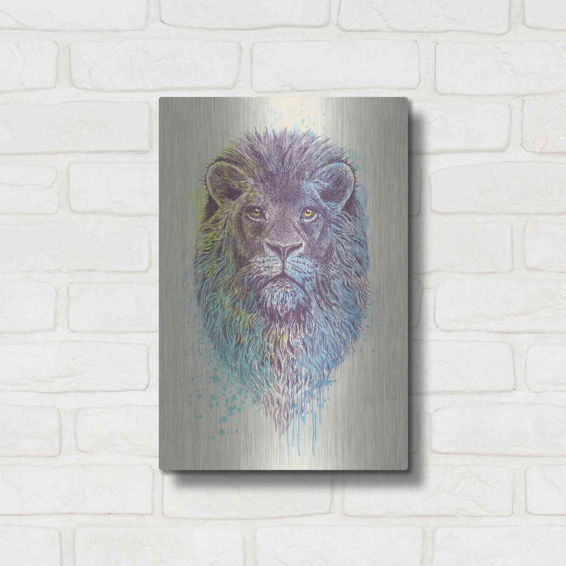 Luxe Metal Art 'Lion King' by Rachel Caldwell, Metal Wall Art,12x16
