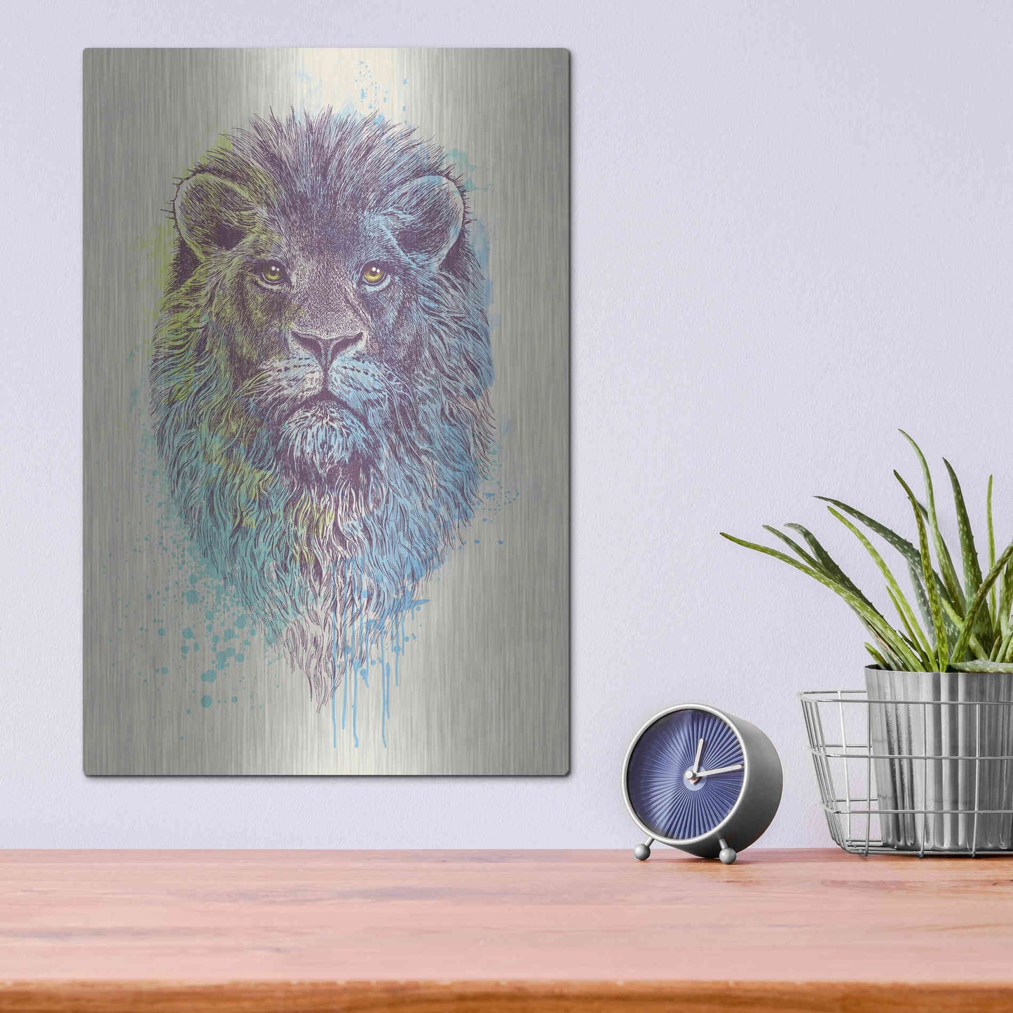 Luxe Metal Art 'Lion King' by Rachel Caldwell, Metal Wall Art,12x16