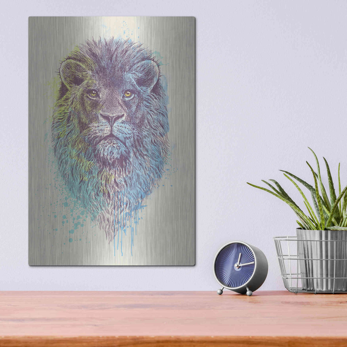 Luxe Metal Art 'Lion King' by Rachel Caldwell, Metal Wall Art,12x16