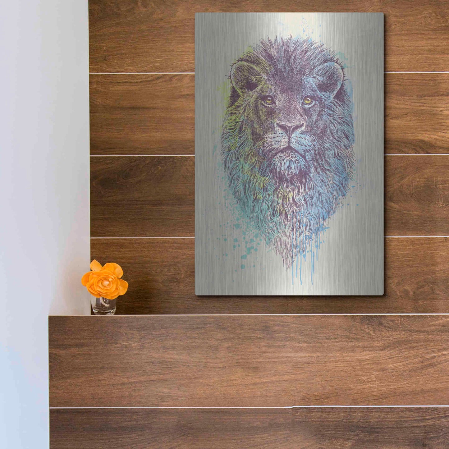 Luxe Metal Art 'Lion King' by Rachel Caldwell, Metal Wall Art,12x16