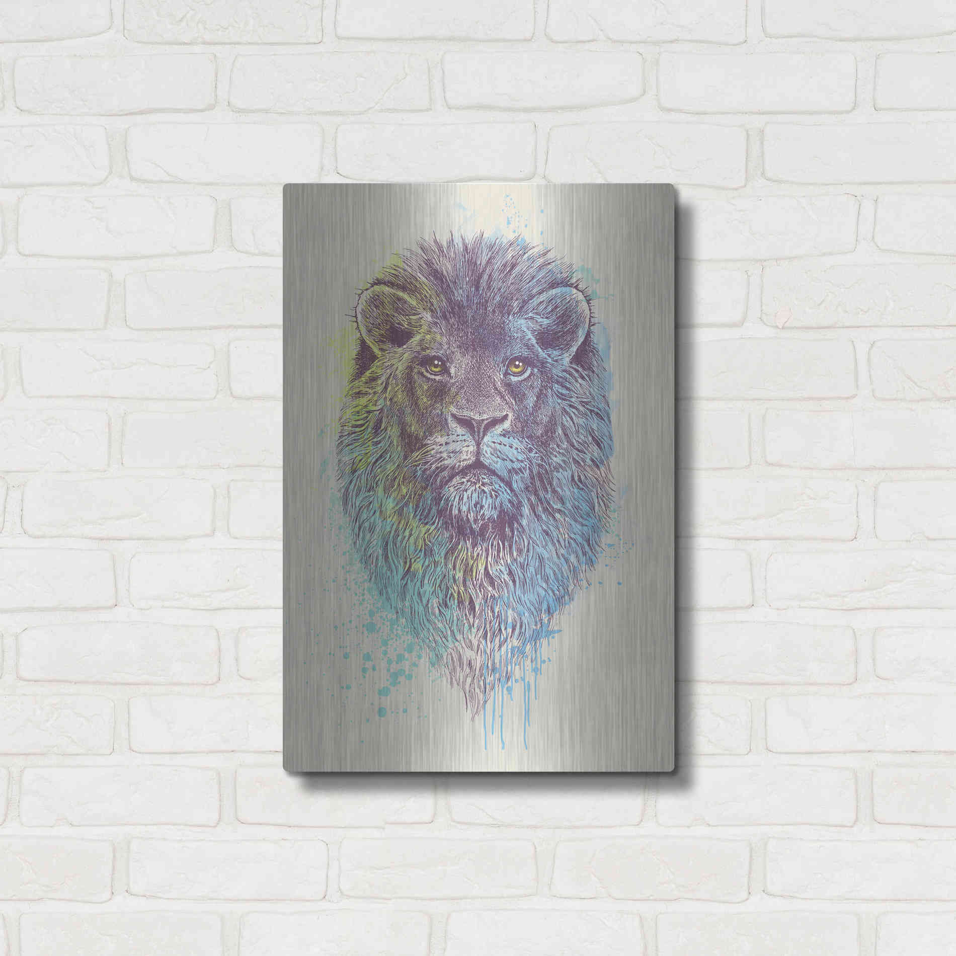 Luxe Metal Art 'Lion King' by Rachel Caldwell, Metal Wall Art,16x24