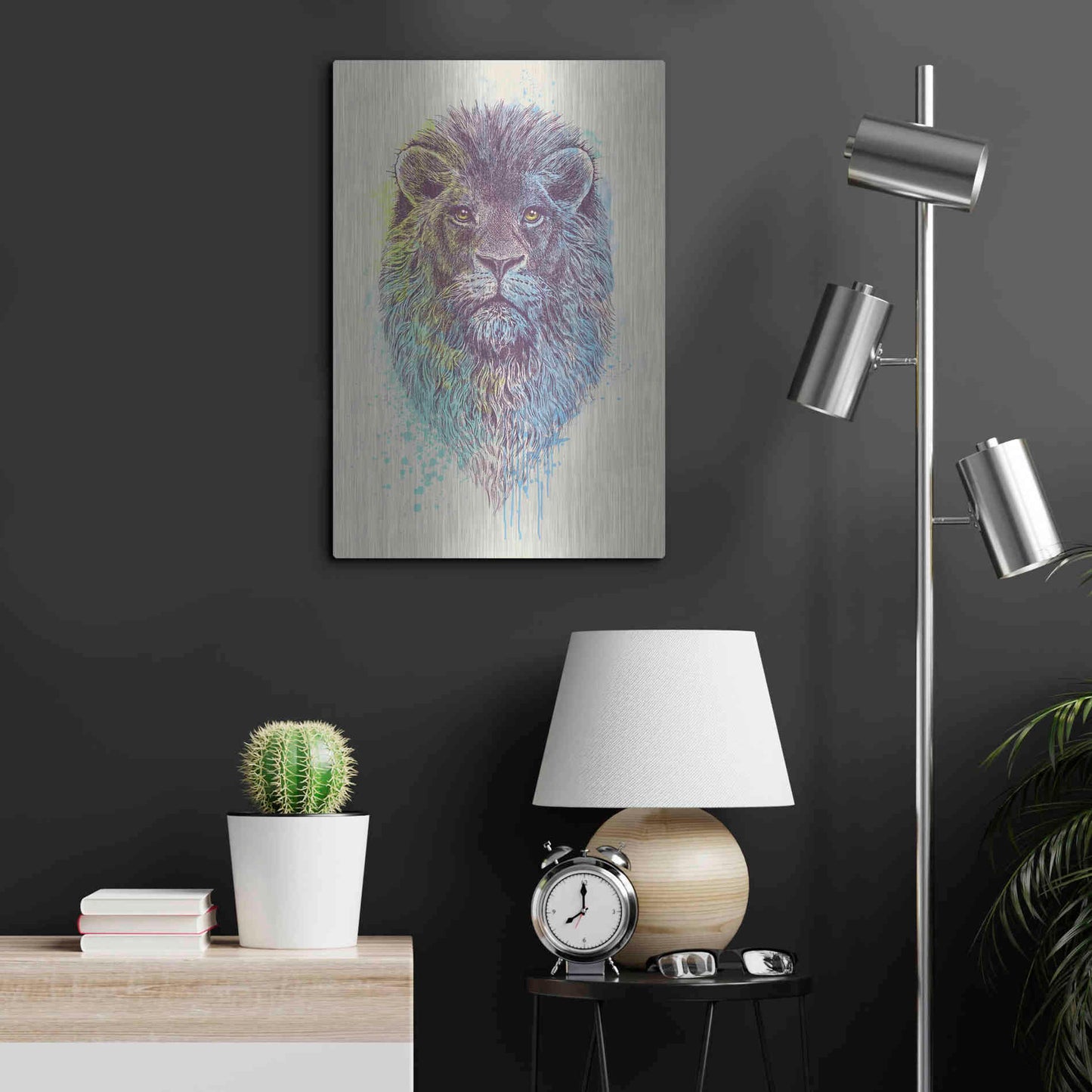 Luxe Metal Art 'Lion King' by Rachel Caldwell, Metal Wall Art,16x24