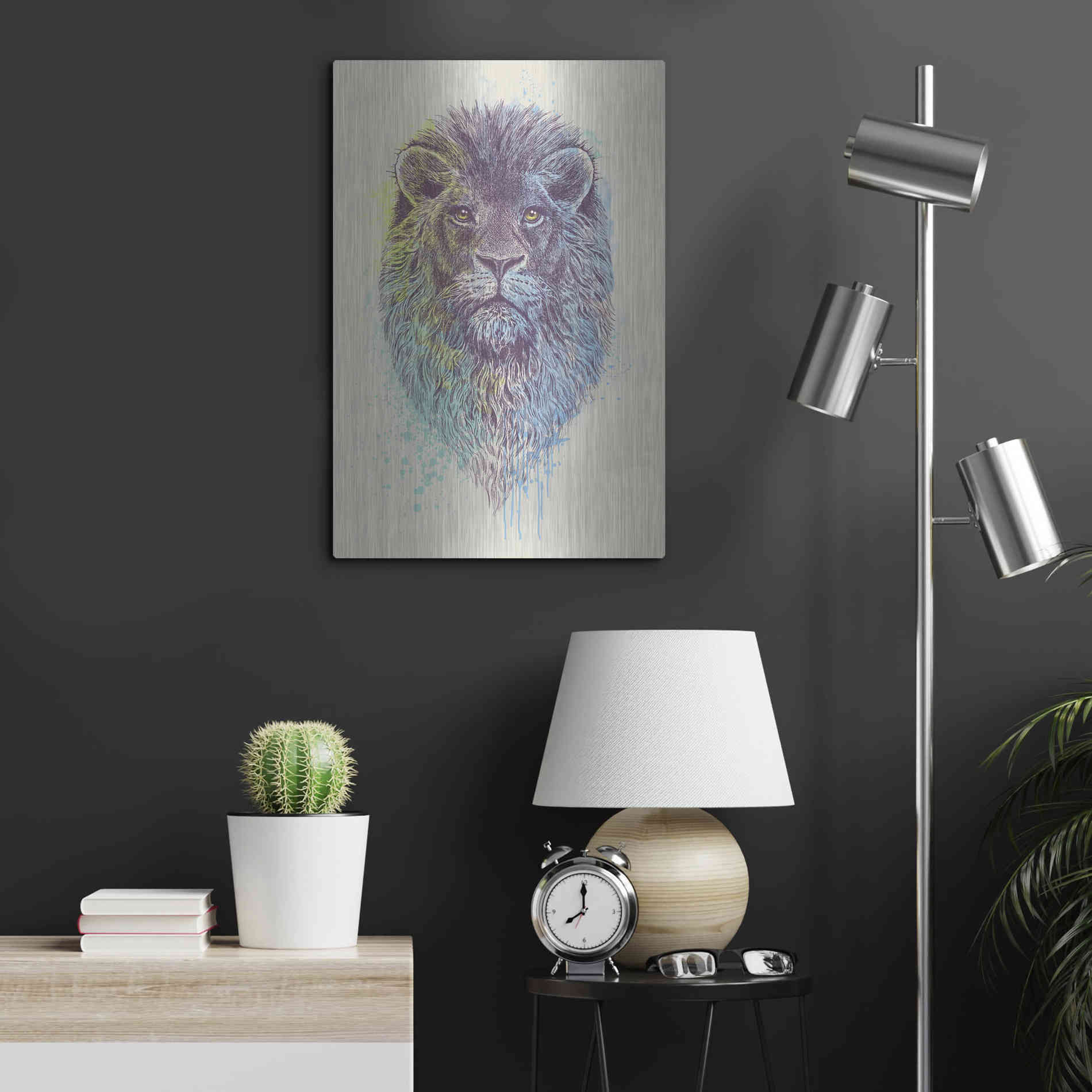 Luxe Metal Art 'Lion King' by Rachel Caldwell, Metal Wall Art,16x24