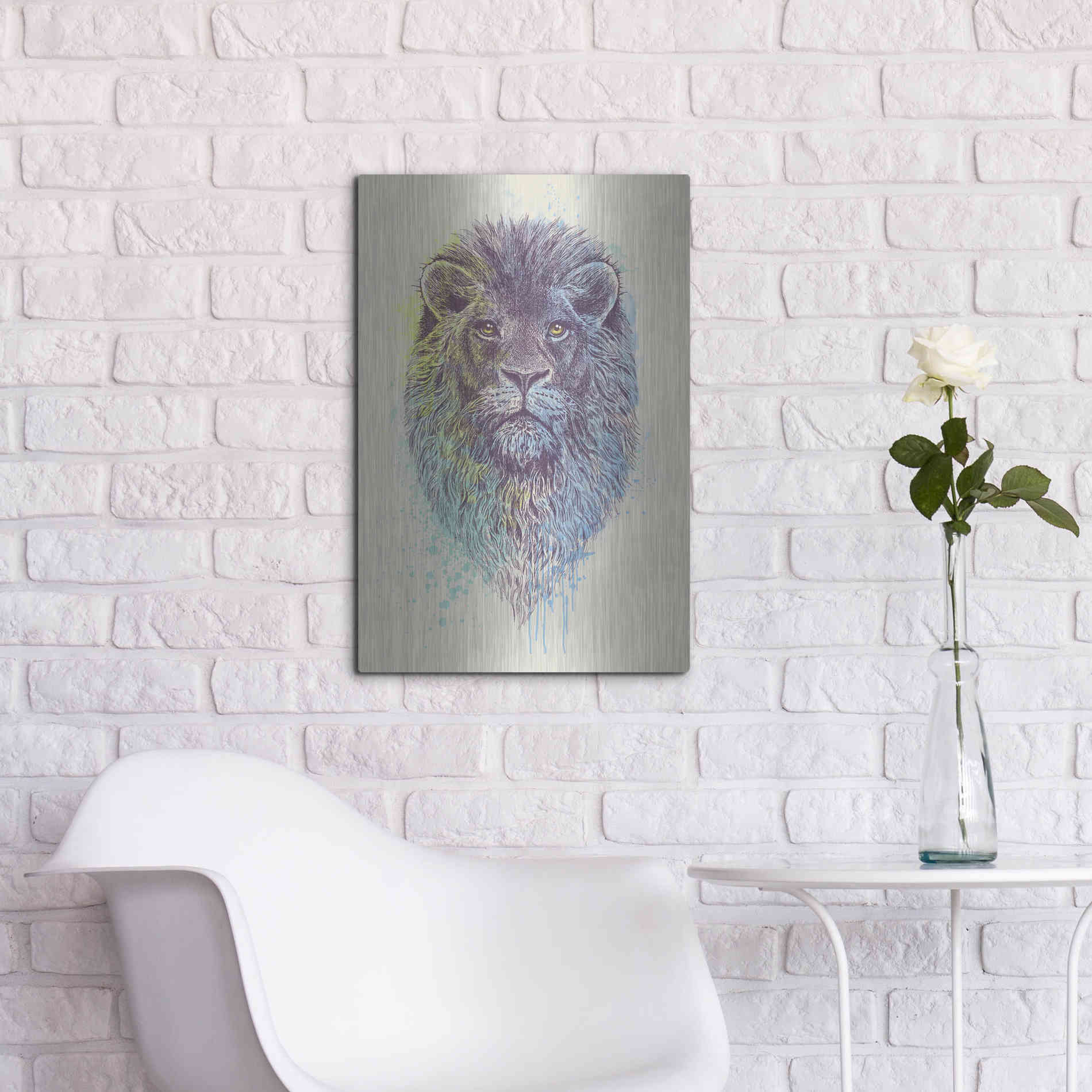 Luxe Metal Art 'Lion King' by Rachel Caldwell, Metal Wall Art,16x24