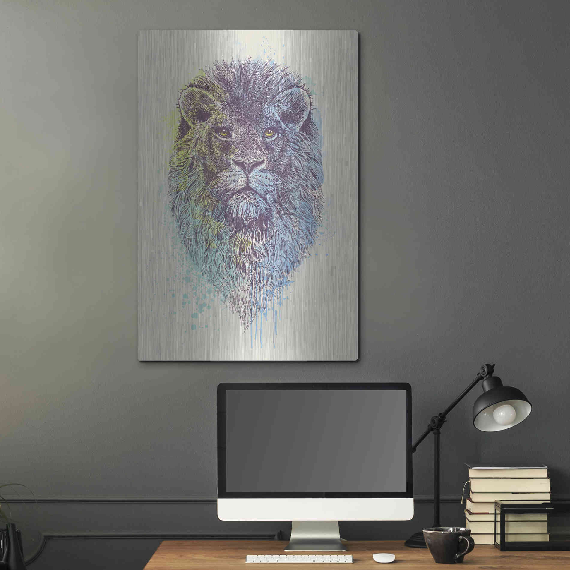 Luxe Metal Art 'Lion King' by Rachel Caldwell, Metal Wall Art,24x36