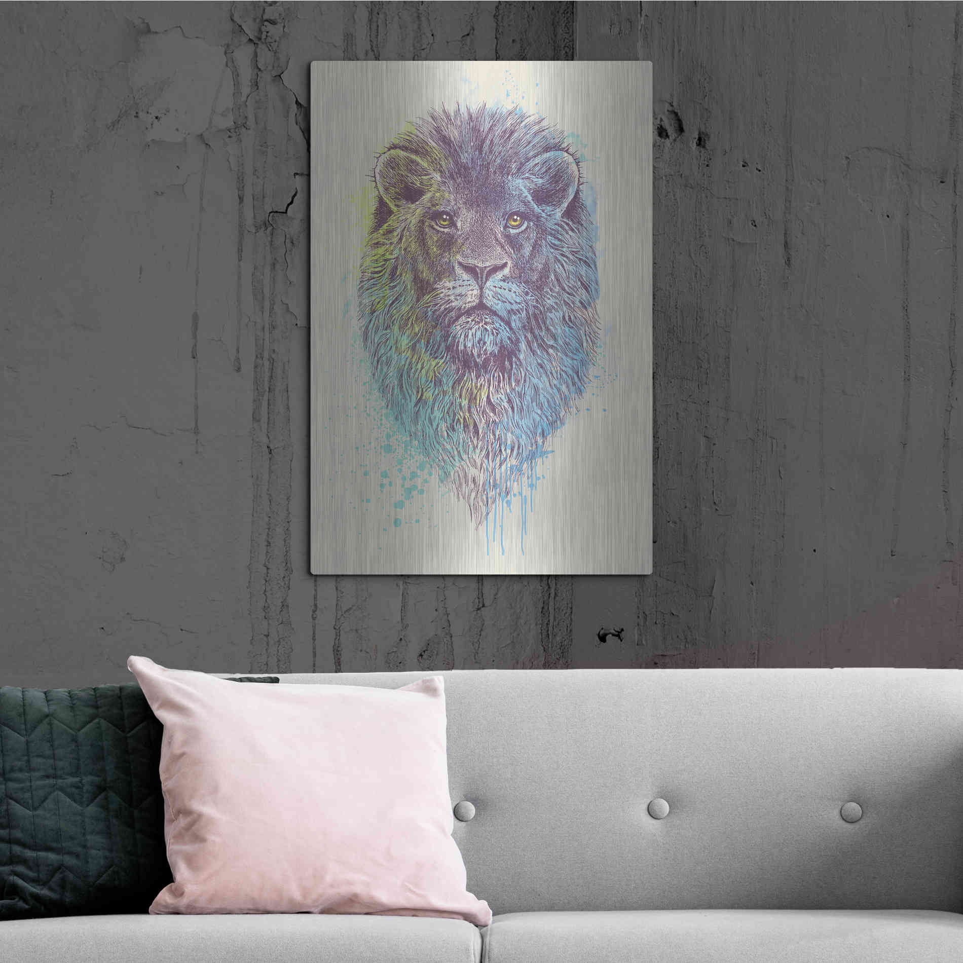 Luxe Metal Art 'Lion King' by Rachel Caldwell, Metal Wall Art,24x36