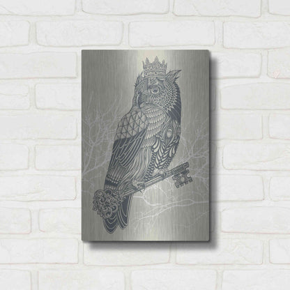Luxe Metal Art 'Owl King' by Rachel Caldwell, Metal Wall Art,12x16
