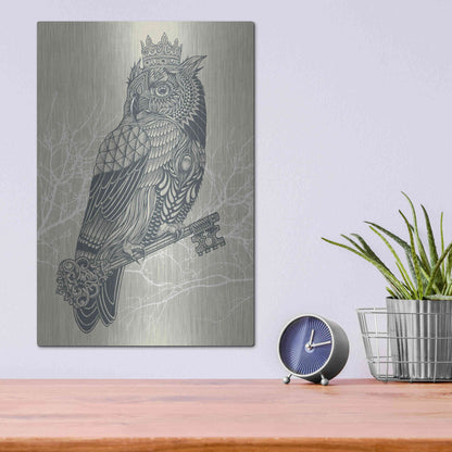 Luxe Metal Art 'Owl King' by Rachel Caldwell, Metal Wall Art,12x16