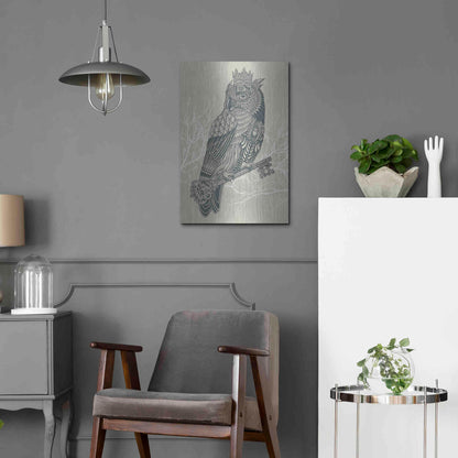 Luxe Metal Art 'Owl King' by Rachel Caldwell, Metal Wall Art,16x24