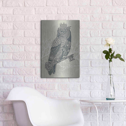 Luxe Metal Art 'Owl King' by Rachel Caldwell, Metal Wall Art,16x24