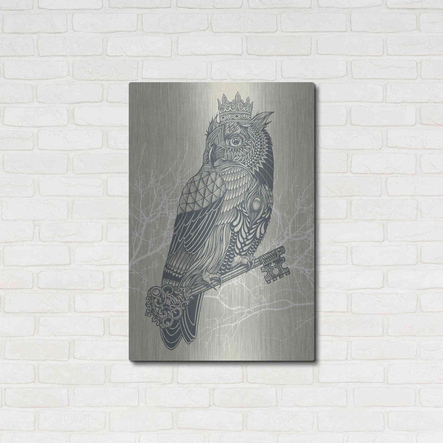 Luxe Metal Art 'Owl King' by Rachel Caldwell, Metal Wall Art,24x36