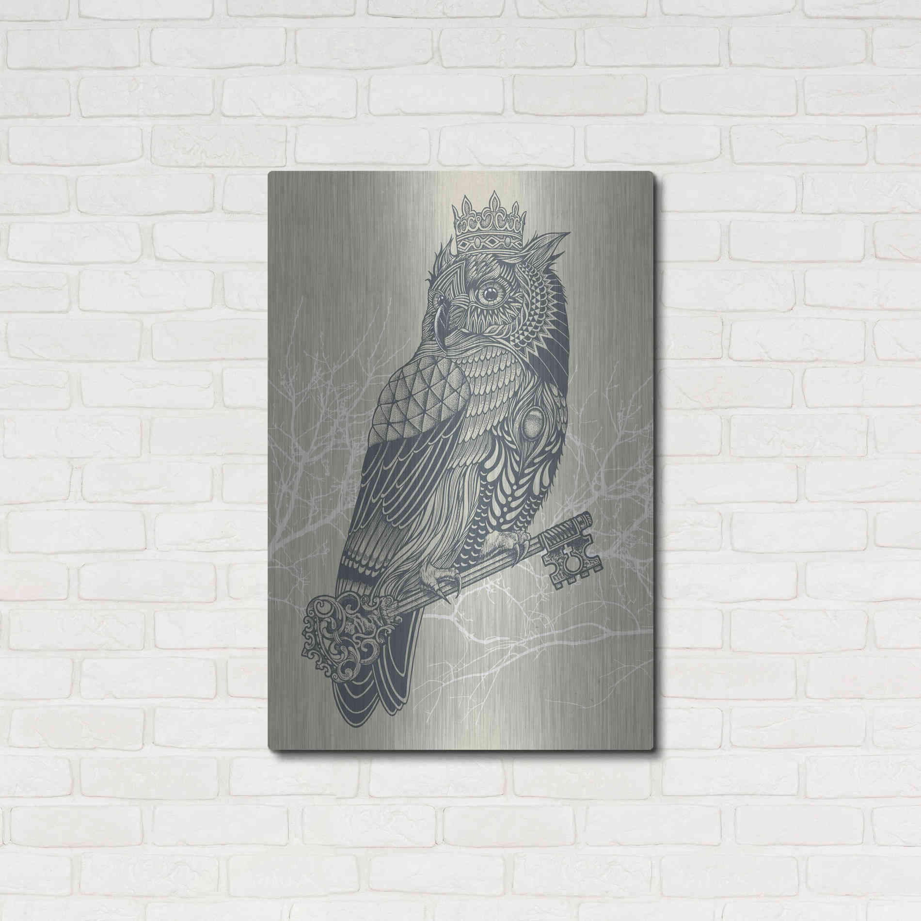 Luxe Metal Art 'Owl King' by Rachel Caldwell, Metal Wall Art,24x36
