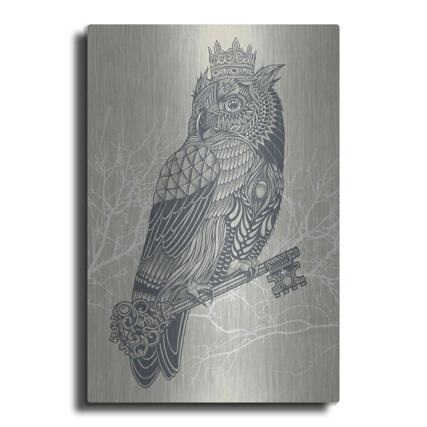 Luxe Metal Art 'Owl King' by Rachel Caldwell, Metal Wall Art