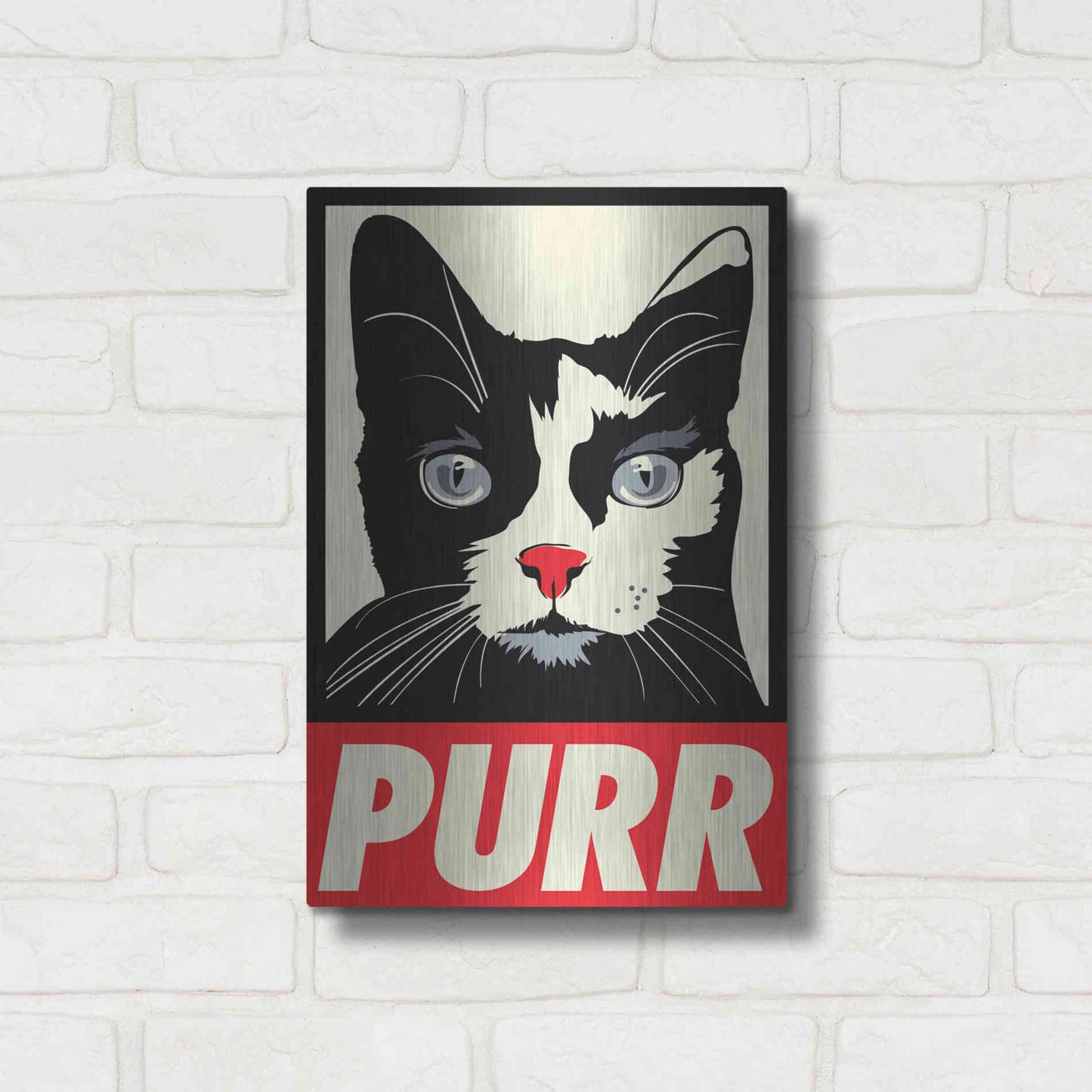 Luxe Metal Art 'Purr Propaganda' by Rachel Caldwell, Metal Wall Art,12x16