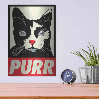 Luxe Metal Art 'Purr Propaganda' by Rachel Caldwell, Metal Wall Art,12x16