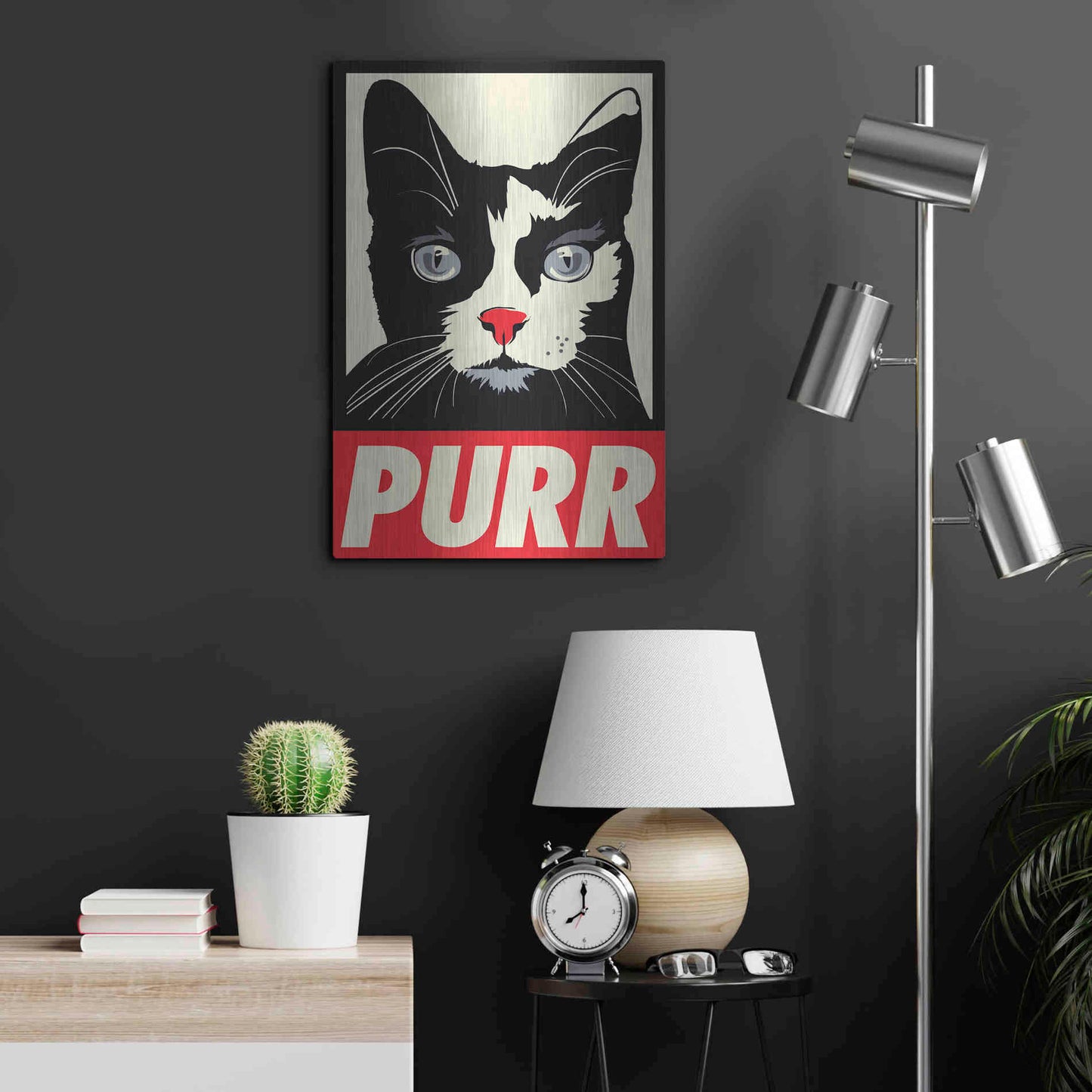 Luxe Metal Art 'Purr Propaganda' by Rachel Caldwell, Metal Wall Art,16x24