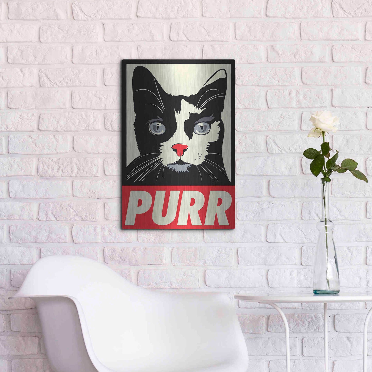 Luxe Metal Art 'Purr Propaganda' by Rachel Caldwell, Metal Wall Art,16x24