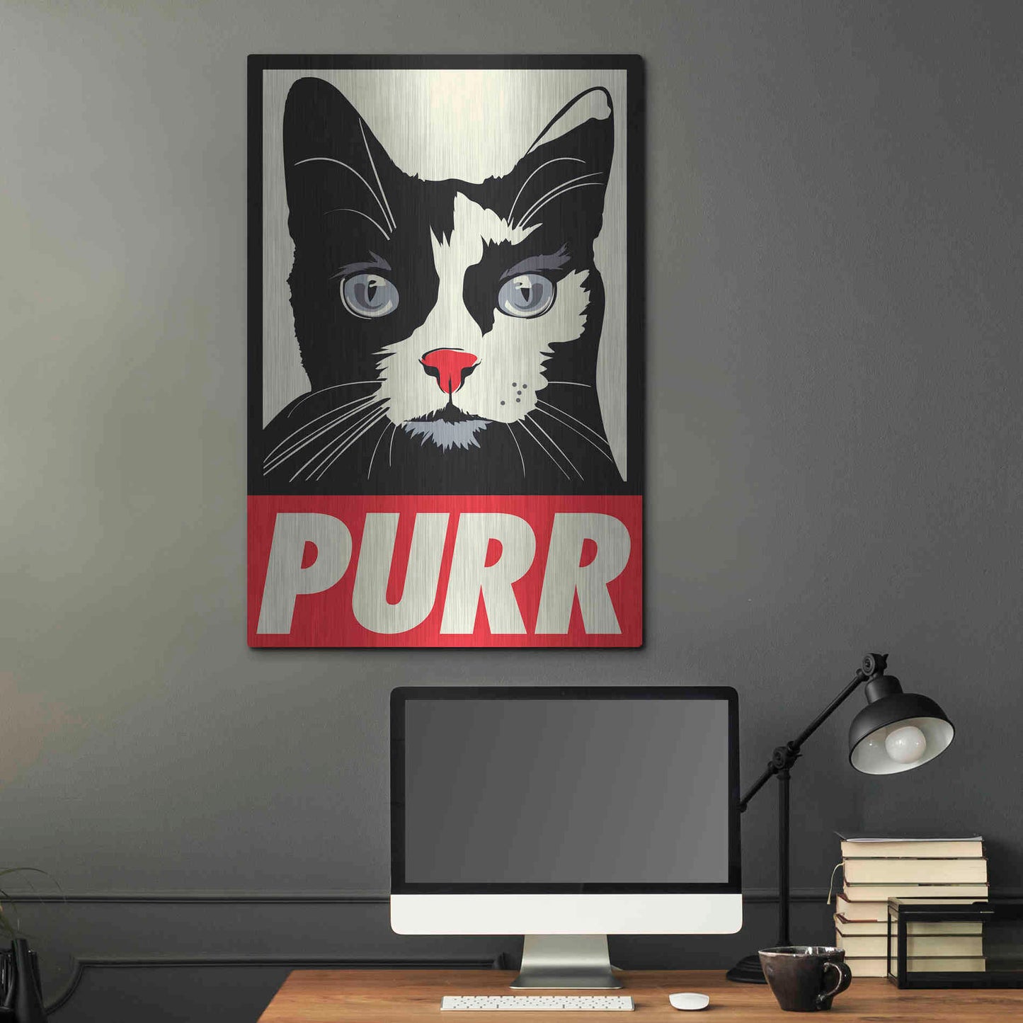 Luxe Metal Art 'Purr Propaganda' by Rachel Caldwell, Metal Wall Art,24x36