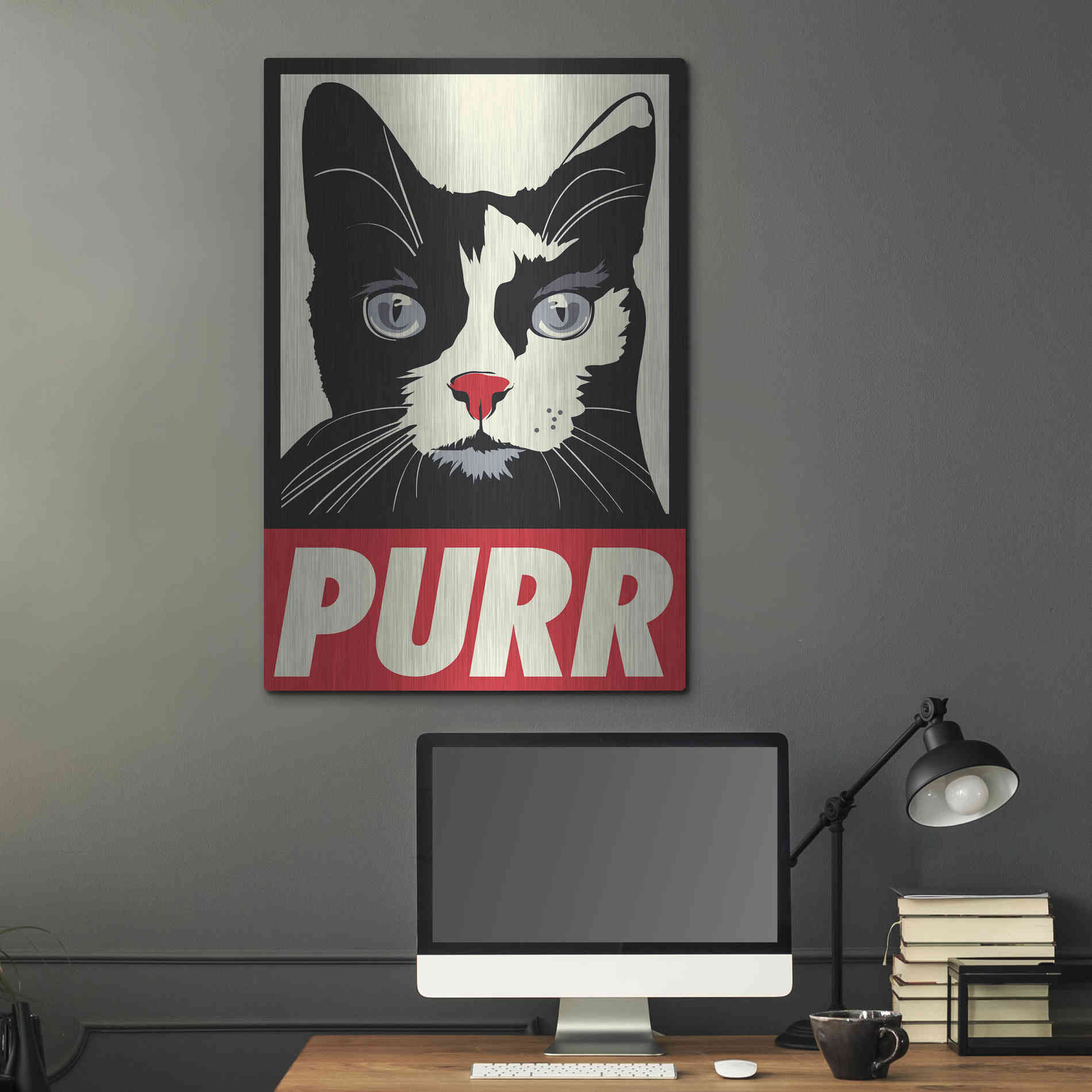 Luxe Metal Art 'Purr Propaganda' by Rachel Caldwell, Metal Wall Art,24x36