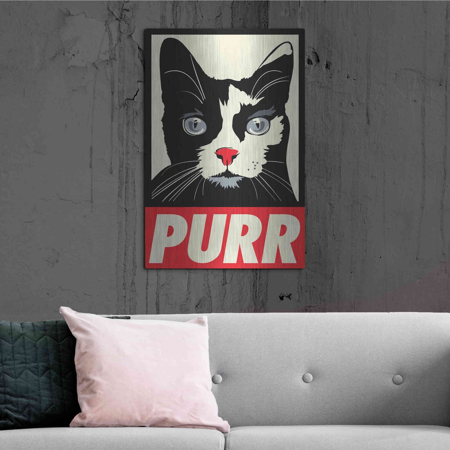 Luxe Metal Art 'Purr Propaganda' by Rachel Caldwell, Metal Wall Art,24x36