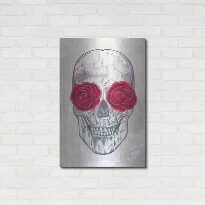 Luxe Metal Art 'Skull & Roses' by Rachel Caldwell, Metal Wall Art,24x36