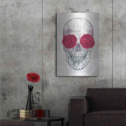 Luxe Metal Art 'Skull & Roses' by Rachel Caldwell, Metal Wall Art,24x36