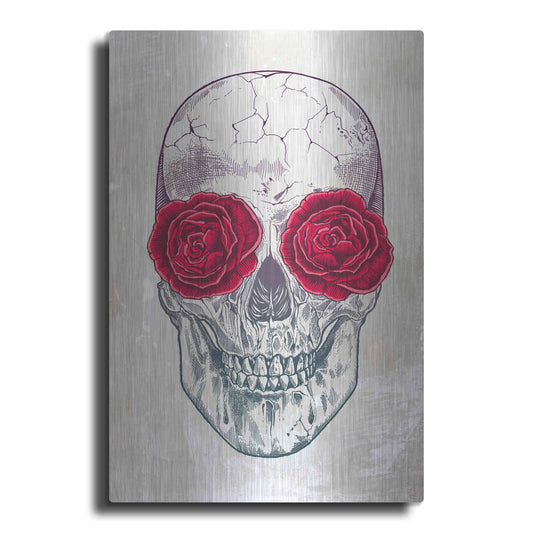 Luxe Metal Art 'Skull & Roses' by Rachel Caldwell, Metal Wall Art