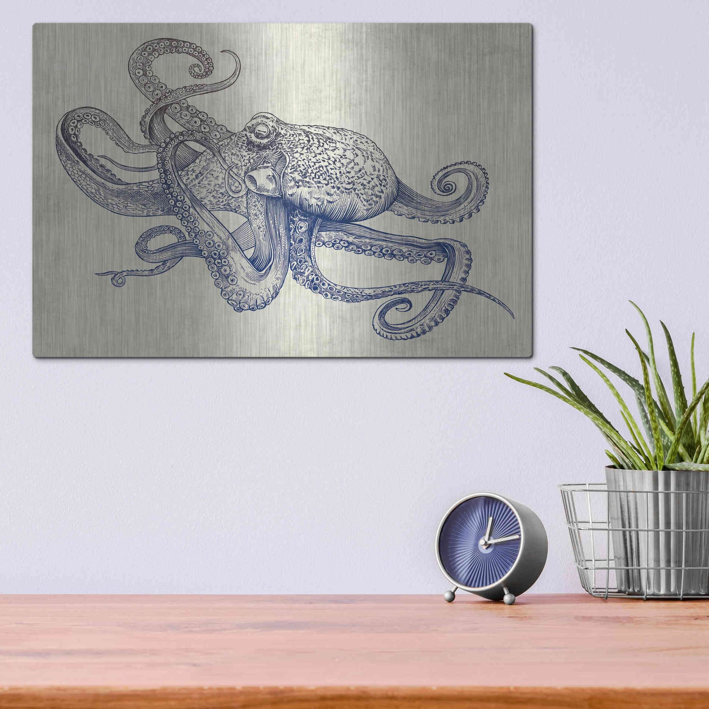 Luxe Metal Art 'Octoflow' by Rachel Caldwell, Metal Wall Art,16x12