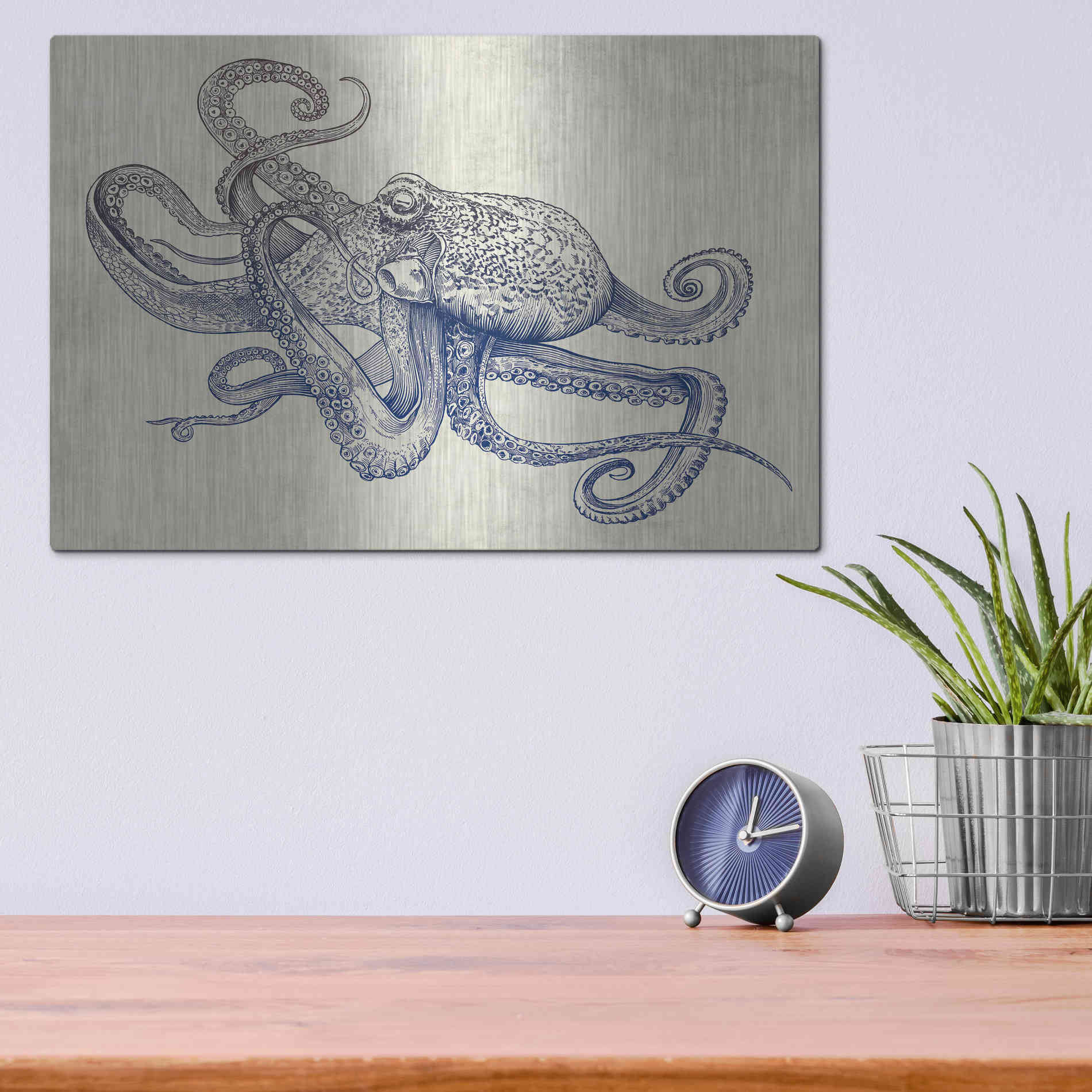 Luxe Metal Art 'Octoflow' by Rachel Caldwell, Metal Wall Art,16x12