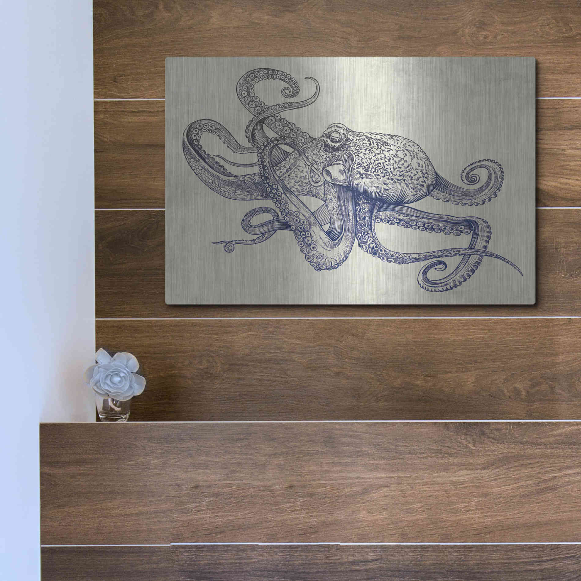 Luxe Metal Art 'Octoflow' by Rachel Caldwell, Metal Wall Art,16x12