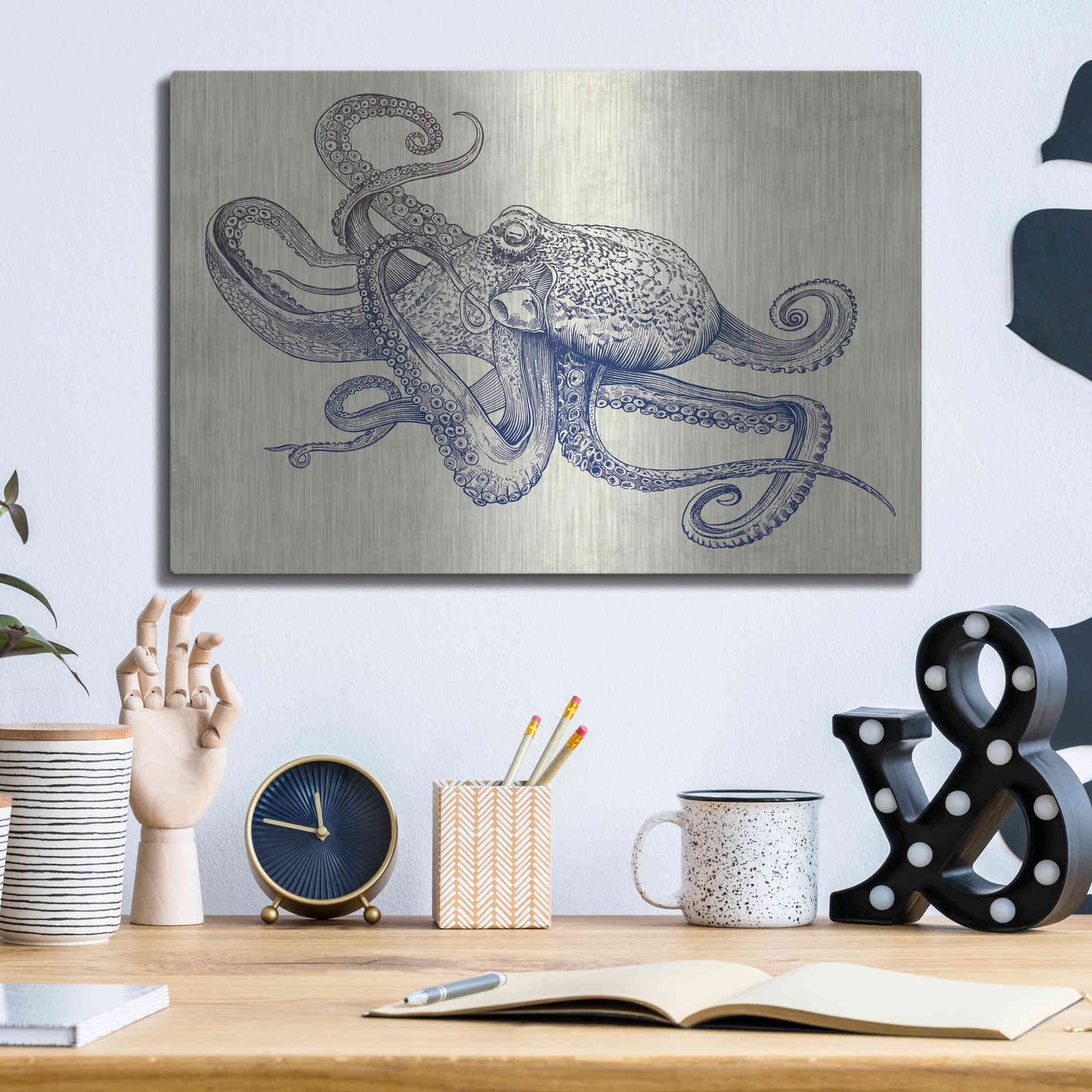 Luxe Metal Art 'Octoflow' by Rachel Caldwell, Metal Wall Art,16x12