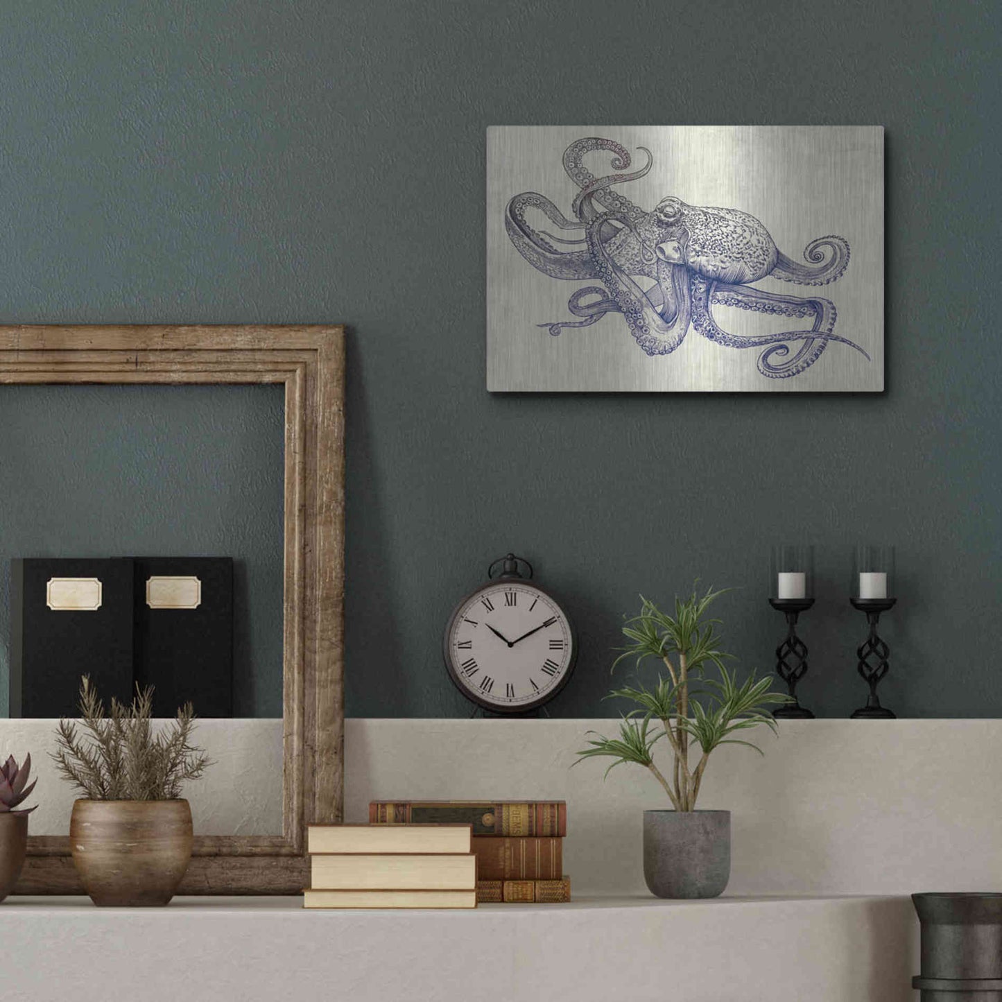 Luxe Metal Art 'Octoflow' by Rachel Caldwell, Metal Wall Art,16x12
