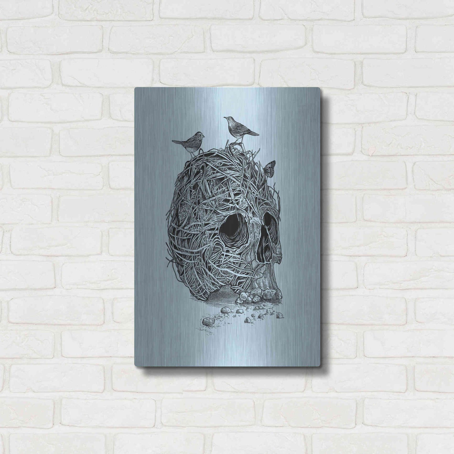 Luxe Metal Art 'Skull Nest' by Rachel Caldwell, Metal Wall Art,16x24