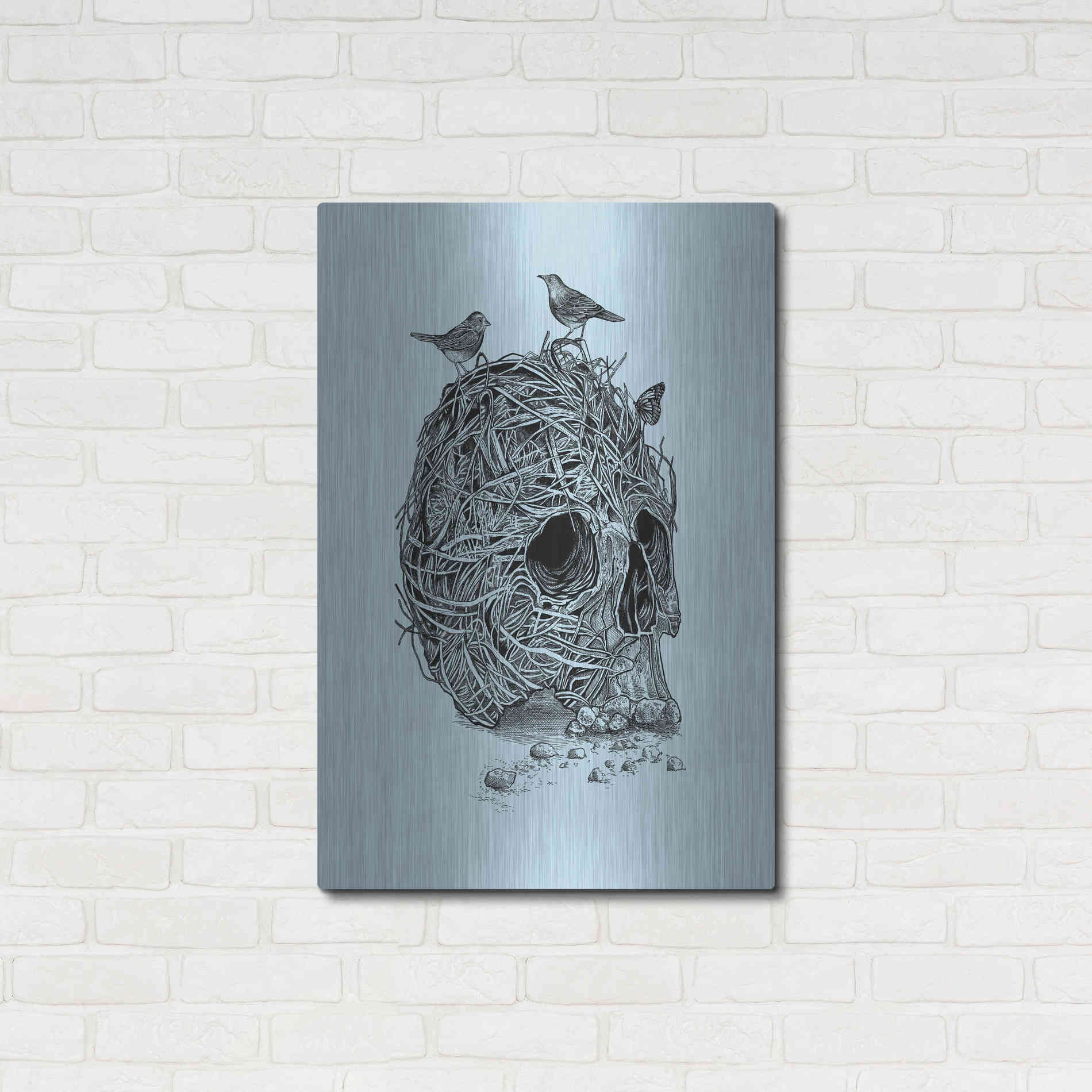 Luxe Metal Art 'Skull Nest' by Rachel Caldwell, Metal Wall Art,24x36