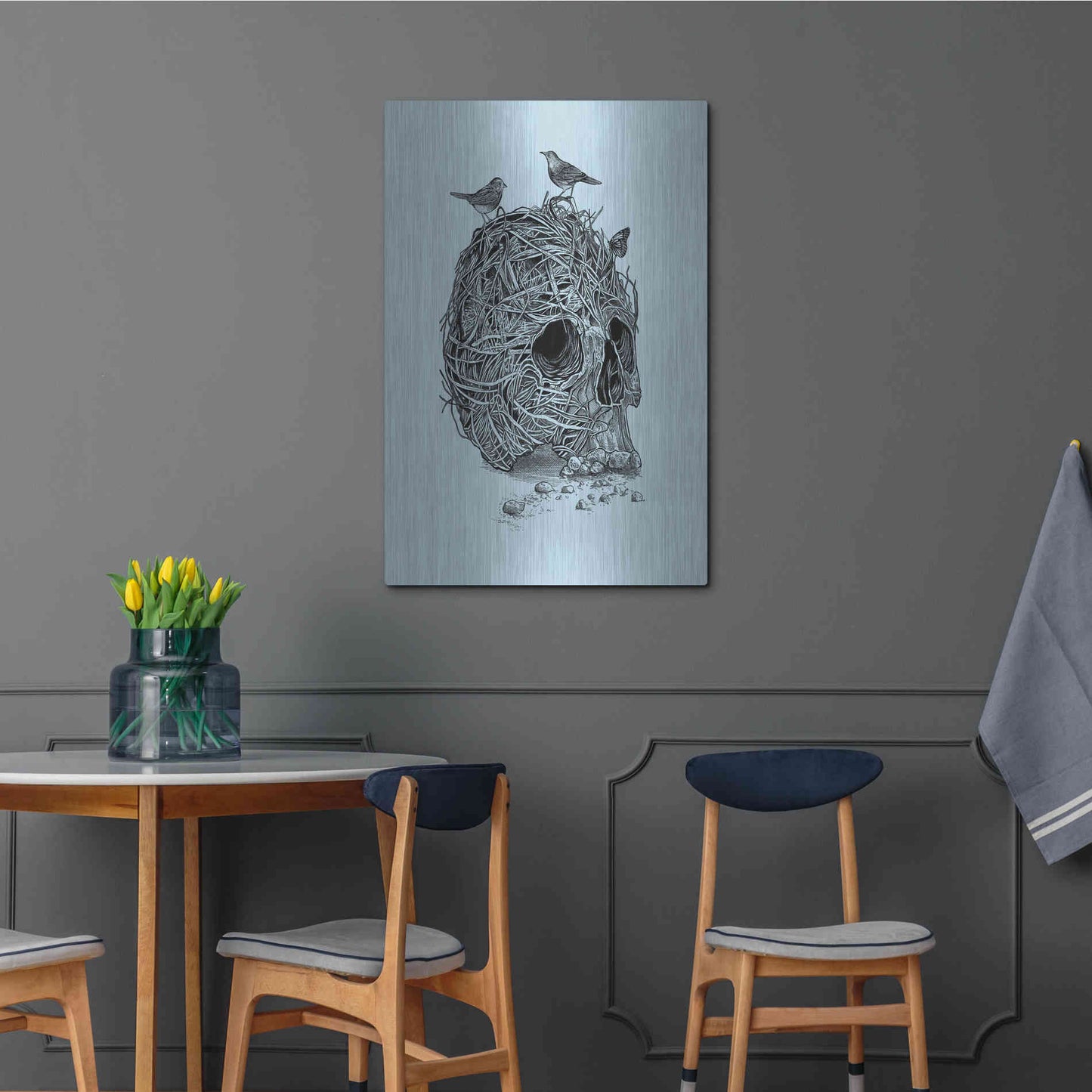 Luxe Metal Art 'Skull Nest' by Rachel Caldwell, Metal Wall Art,24x36
