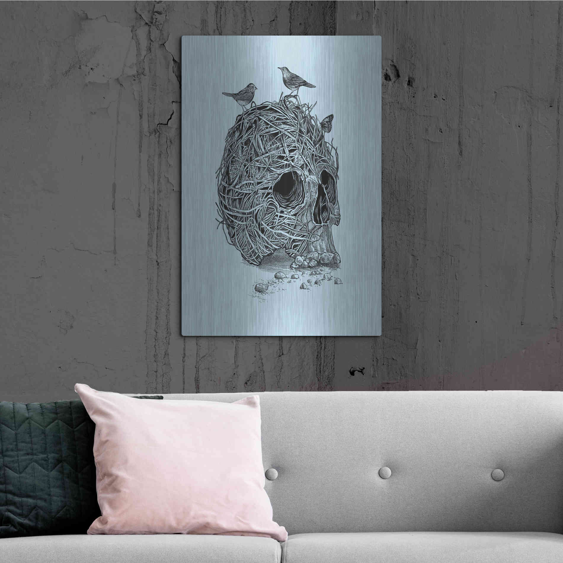 Luxe Metal Art 'Skull Nest' by Rachel Caldwell, Metal Wall Art,24x36