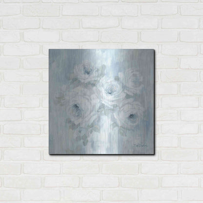 Luxe Metal Art 'White Roses' by Debi Coiules, Metal Wall Art,24x24