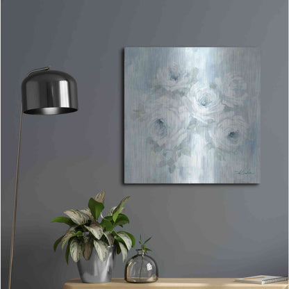 Luxe Metal Art 'White Roses' by Debi Coiules, Metal Wall Art,24x24