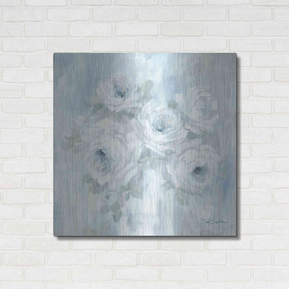 Luxe Metal Art 'White Roses' by Debi Coiules, Metal Wall Art,36x36