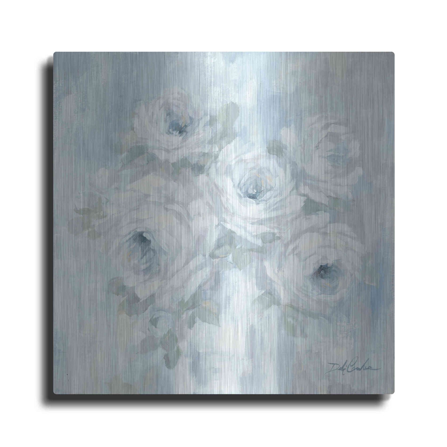 Luxe Metal Art 'White Roses' by Debi Coiules, Metal Wall Art