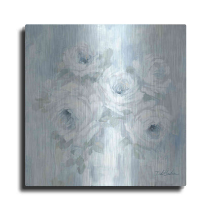 Luxe Metal Art 'White Roses' by Debi Coiules, Metal Wall Art