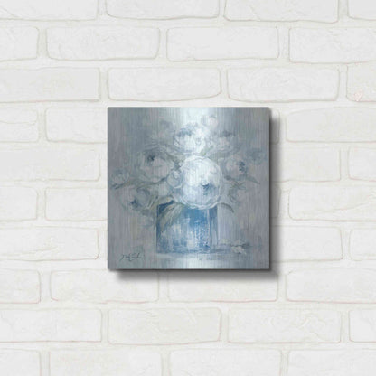 Luxe Metal Art 'White Peonies' by Debi Coiules, Metal Wall Art,12x12