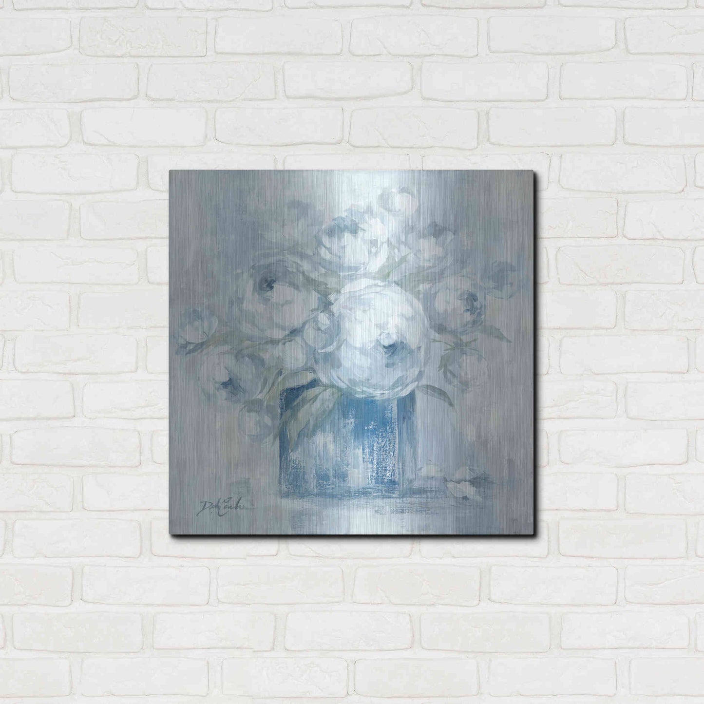 Luxe Metal Art 'White Peonies' by Debi Coiules, Metal Wall Art,24x24