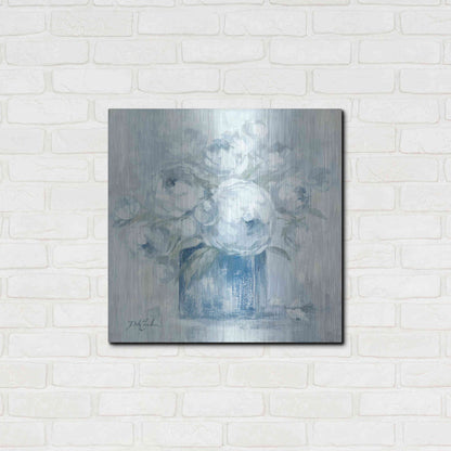 Luxe Metal Art 'White Peonies' by Debi Coiules, Metal Wall Art,24x24